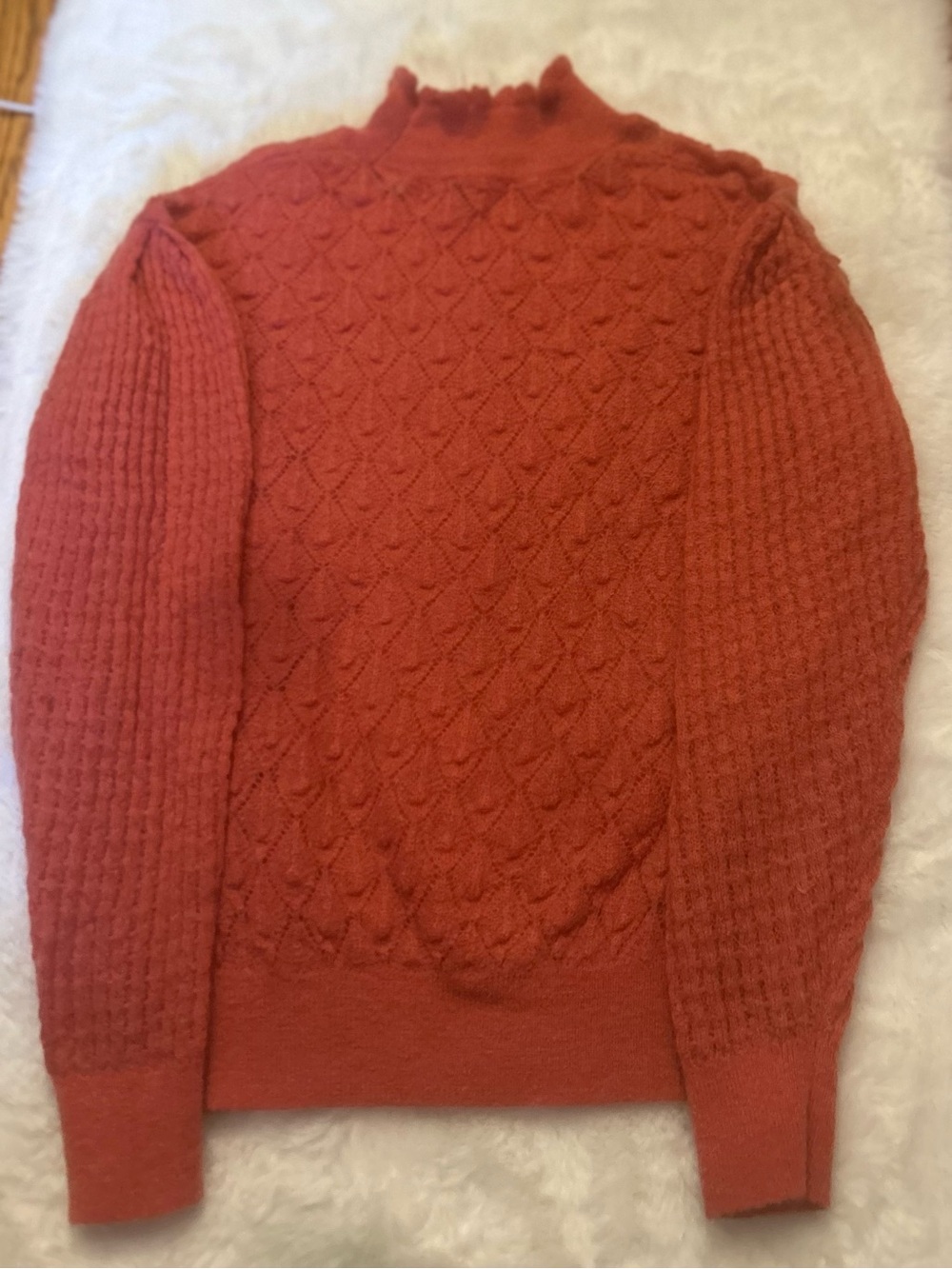 Cozy Mock Neck Textured Sweater in Burnt Orange
